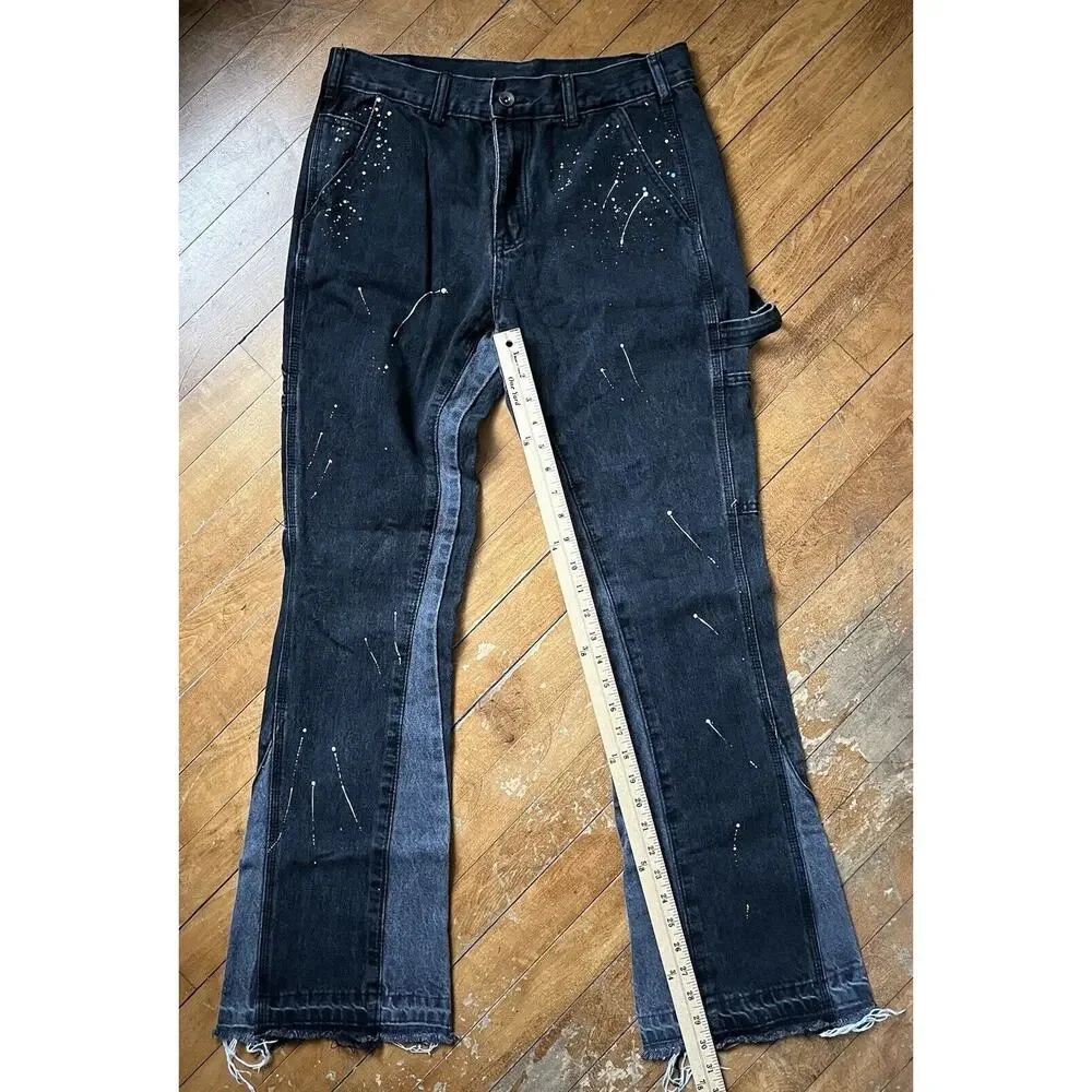 Black Icon Paint Splotched Black Jeans Men’s Size 32